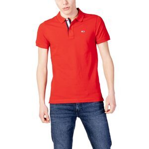 Tommy Hilfiger Jeans Custom Fit Polo Shirt Short Sleeve Men Red Polo Shirts
